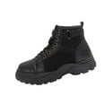 thumbnail image 2 of Bnwani Boots for Women Fashion Toe Thick Wedge Ankle Casual Solid Splicing Boot Black Size 5.5, 2 of 9