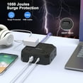 thumbnail image 3 of Power strip heavy duty high wattage 10ft long extension cords for indoor surge protector protection 1050J with usb Ports 8 AC outlet extender, 1250W,110-240V,Black, 3 of 18