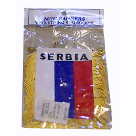 Serbian Flag with String and Suction Cap, 4x6in.