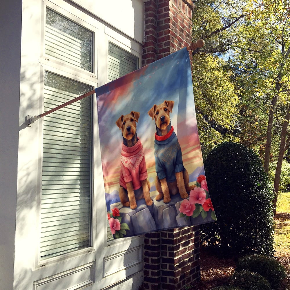 Airedale Terrier Two Hearts House Flag 28 in x 40 in
