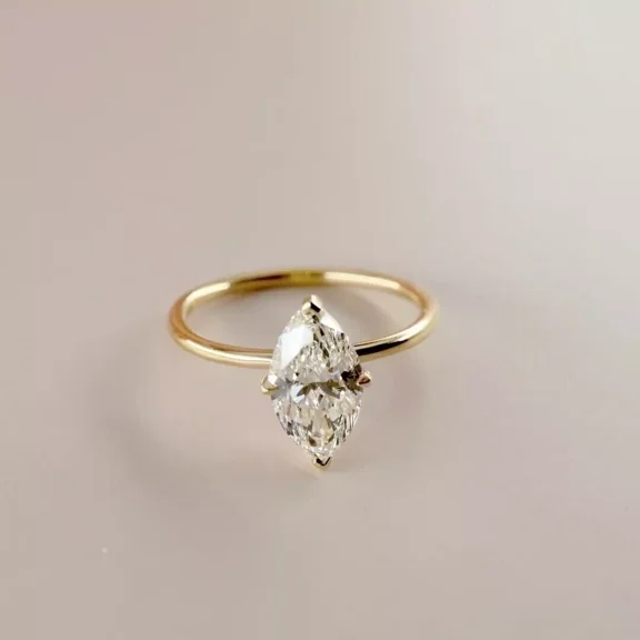 2.Ct Marquise Cut Moissanite Engagement Solitaire Ring In 14K Yellow Gold Plated