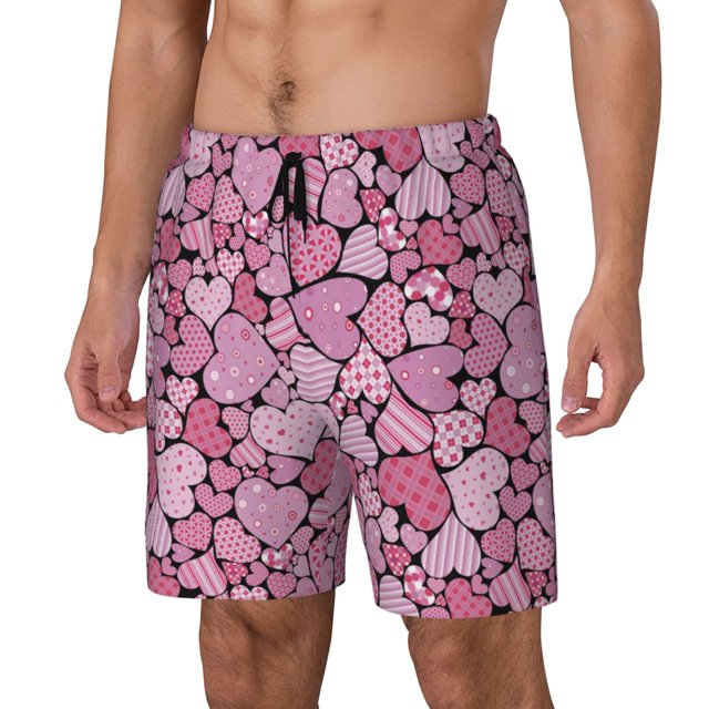 Balery Sweet Heart Bañador para hombre, shorts de playa de secado rápido con entrepierna y forro de compresión-XX-Large