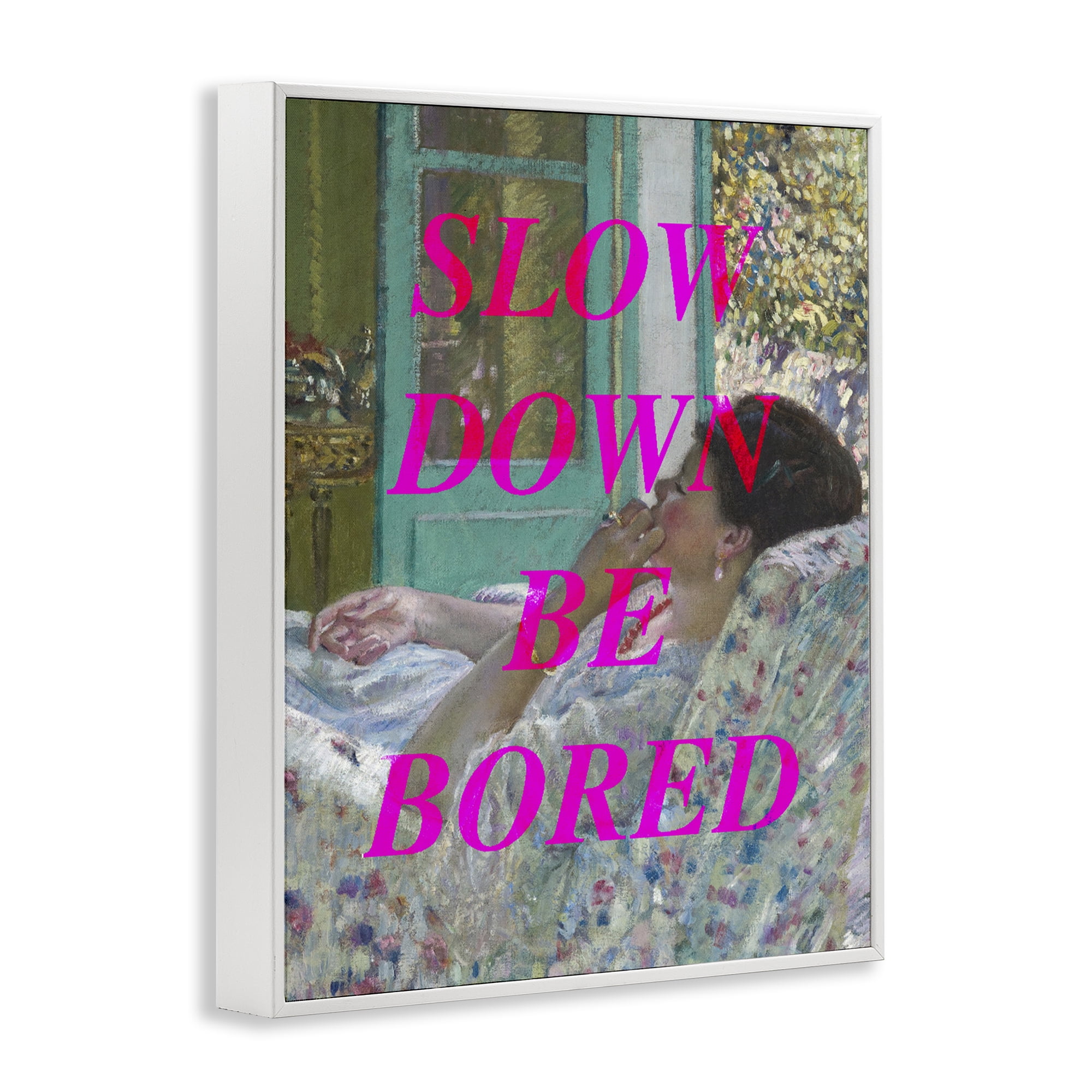 Slow Down Be Bored Classic White Framed Giclee Art, design by Lil' Rue