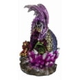 thumbnail image 6 of Purple Mother Dragon Guarding LED Faux Crystals Egg With Hatchlings Figurine, 6 of 10