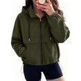 thumbnail image 2 of Edvintorg Womens Jackets Lightweight Long Sleeve Zip up Coat Hooded Outerwear with Pocket Womans Clothes Fashion Clothing Women Army Green S-2XL, 2 of 9