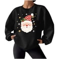 thumbnail image 5 of Sakmal Sweatshirts for Women Christmas Crew Neck Black Tops Cute Santa Claus Sweatshirt for Women, 5 of 7