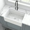thumbnail image 6 of 30 Inch Fireclay Farmhouse Sink-30"x 20"White Workstation Reversible Ceramic Farm Apron Front Kitchen Sink, 10 Inch Deep Single Bowl Porcelain Sink with Ledge and Accessories, 6 of 7