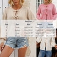 thumbnail image 4 of TGSLY Women's Tie Front Bow Cardigan Sweaters Lightweight Soft Crew Neck Long Puff Sleeve Knit Tops Loose Causal Solid Color Cropped Cardigans M, 4 of 8