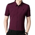 thumbnail image 4 of Camisa de manga corta para hombre, camisa de vestir de manga corta para hombre, suéter casual holgado, XXXXL, 4 of 9