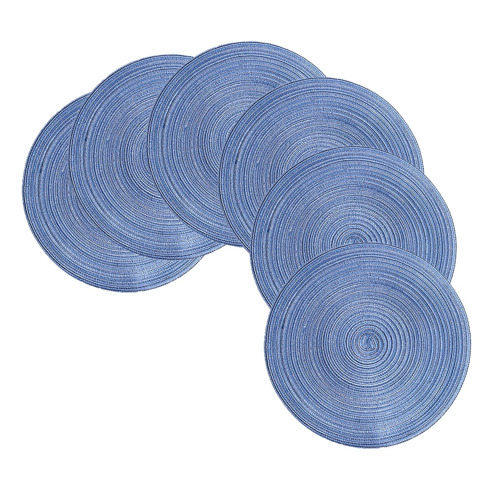 Set of 6 Round Woven Placemat, Indoor & Outdoor Braided Placemat for