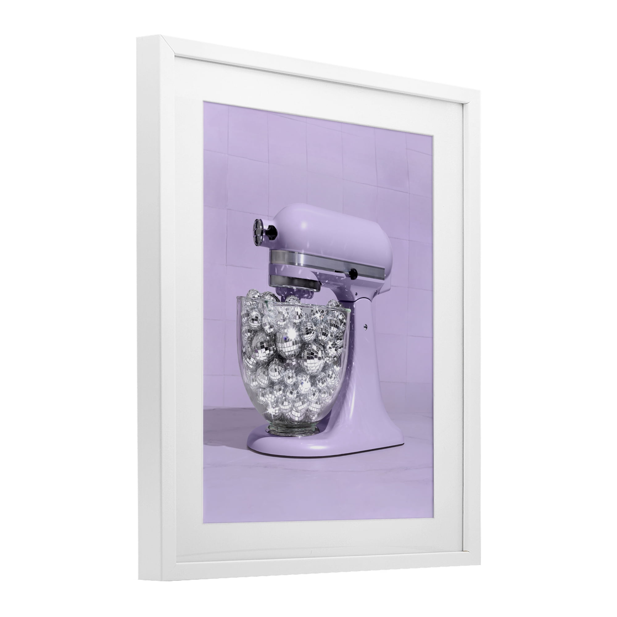 Stupell Industries Disco Kitchen Mixer over Purple White Framed Print Under Glass, design by LISH Creative