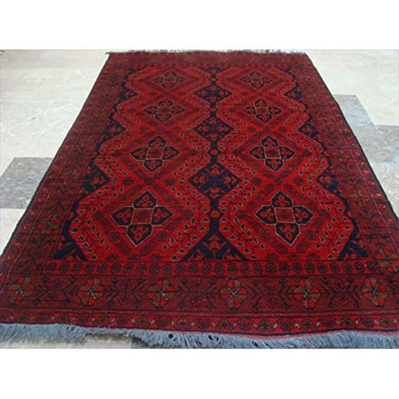 Ahmedani Linen Afghan Khal Muhamadi Exclusive Rectangle Living Room or Bedroom Wool Indoor Area Rug Hand Knotted Carpet (6 x 4) Foot