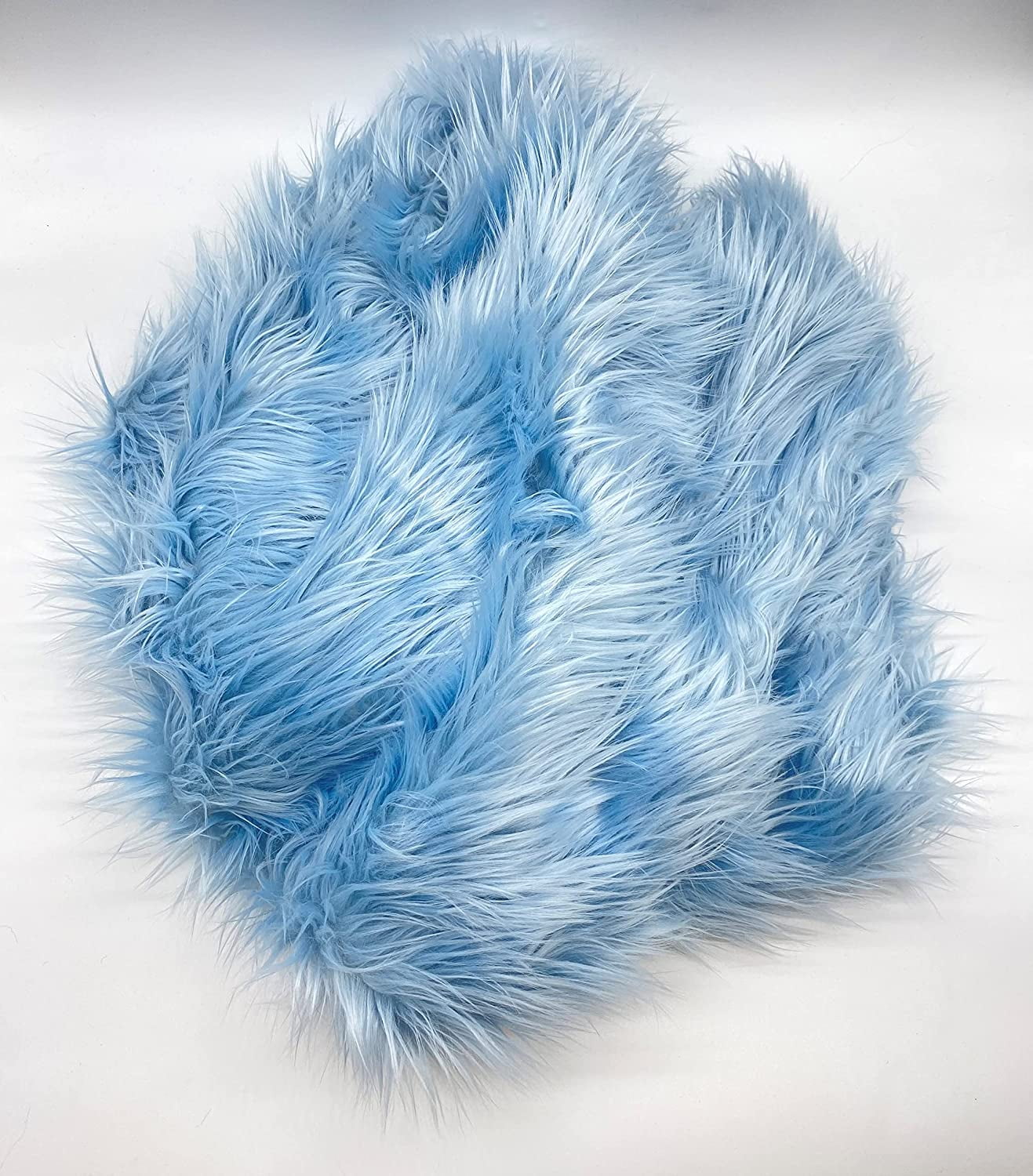 Faux Fur by the Yard - Long Pile Mohair Fur - Baby Blue