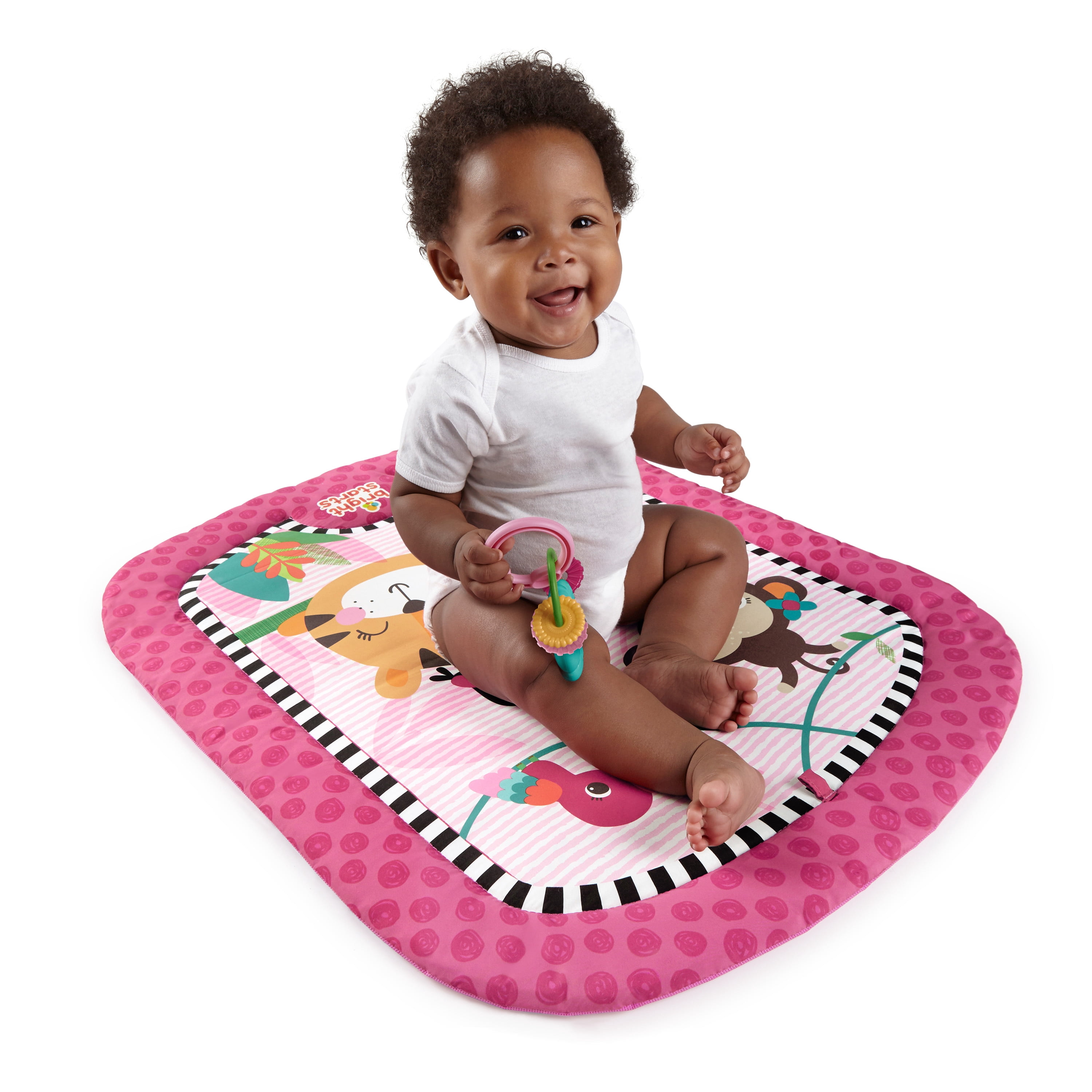 Bright Starts Prop Activity Play Mat with Support Pillow - Wild & Whimsy, Ages Newborn +