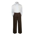 thumbnail image 1 of 2pc Baby Boy Kid Teen Formal Party Tuxedo Suit Dress Shirt w/ Color Pants Sm-20 (Small, Brown), 1 of 1