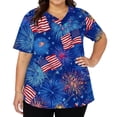 thumbnail image 3 of KDDYLITQ Womens 250 Year American Anniversary Tshirt Liberty Red White and Blue Short Sleeve T-Shirts Vintage Printed Freedom Tees Usa Star Stripes Plus Size V Neck Blouses Navy L, 3 of 6