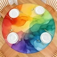 thumbnail image 2 of Colorful Tie Dye Blot Pattern Round Fitted Tablecloth with Elastic Edge,Dining Table Cover Waterproof,Outdoor Round Tablecloth for Camping,Dining,Indoor and Outdoor, 2 of 7