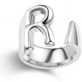 thumbnail image 3 of Unisex Adjustable Letter Ring Initial Ring for Women and Men Electroplated Silver Metal Ring Cold Wind Ring Perfect as, 3 of 5