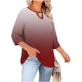 thumbnail image 4 of Xdegoge Tunic Tops for Women Notch V Neck Three Quarter Sleeve Casual Workwear Loose Fit Gradient Ombre Print Lightweight Flowy Spring Tops Everyday Fashion Basic Tees, 4 of 7