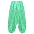 thumbnail image 3 of Xnihocha Kids Girls Satin Belly Dance Pants Wide Leg Bloomers Trousers Arab Princess Party Performance Pants Light Green 6, 3 of 5