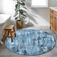 thumbnail image 3 of Blue Abstract Round Area Rug 4Ft Washable Circle Rugs for Bedroom Dining Room, Vintage Geometric Gradient Oil Painting Simple Non-Slip Carpet Floor Mats Indoor Outdoor Carpet Runner Home Decor, 3 of 8