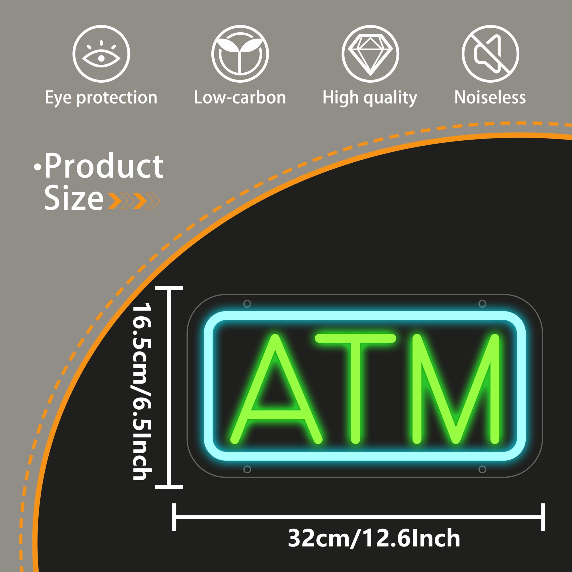 ATM Neon Sign, ATM Led Signs for Wall Decor, Dimmable Neon Light Sign for Bank, Bedroom, Game Room, Kids Room, Bar Decoration, Dimmable USB Powered Light Up Signs for Party Decor