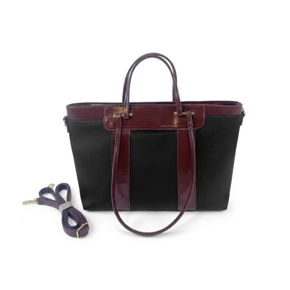 AR New York Women's Handbag - Vintage Inspired PU Leather Frame Bag - Top Handle and Adjustable Crossbody Strap - Spacious Work and Travel Bag - Black