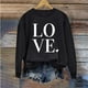 thumbnail image 2 of Penkiiy Camisetas Día de San Valentín Mujeres Amor Corazón Rojo Sudadera gráfica de manga larga Cuello Crew Valentines Tops L Negro, 2 of 4