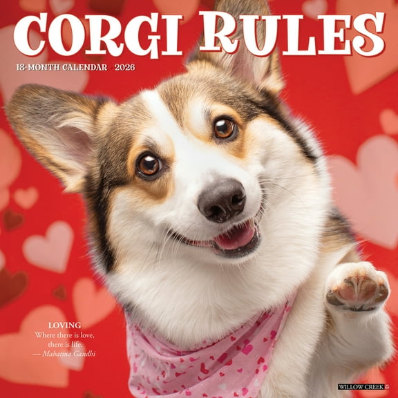 Corgi Rules 2026 Wall Calendar, (Paperback)