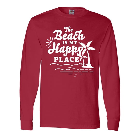 Inktastic The Beach is My Happy Place with Palm Trees Long Sleeve T-Shirt