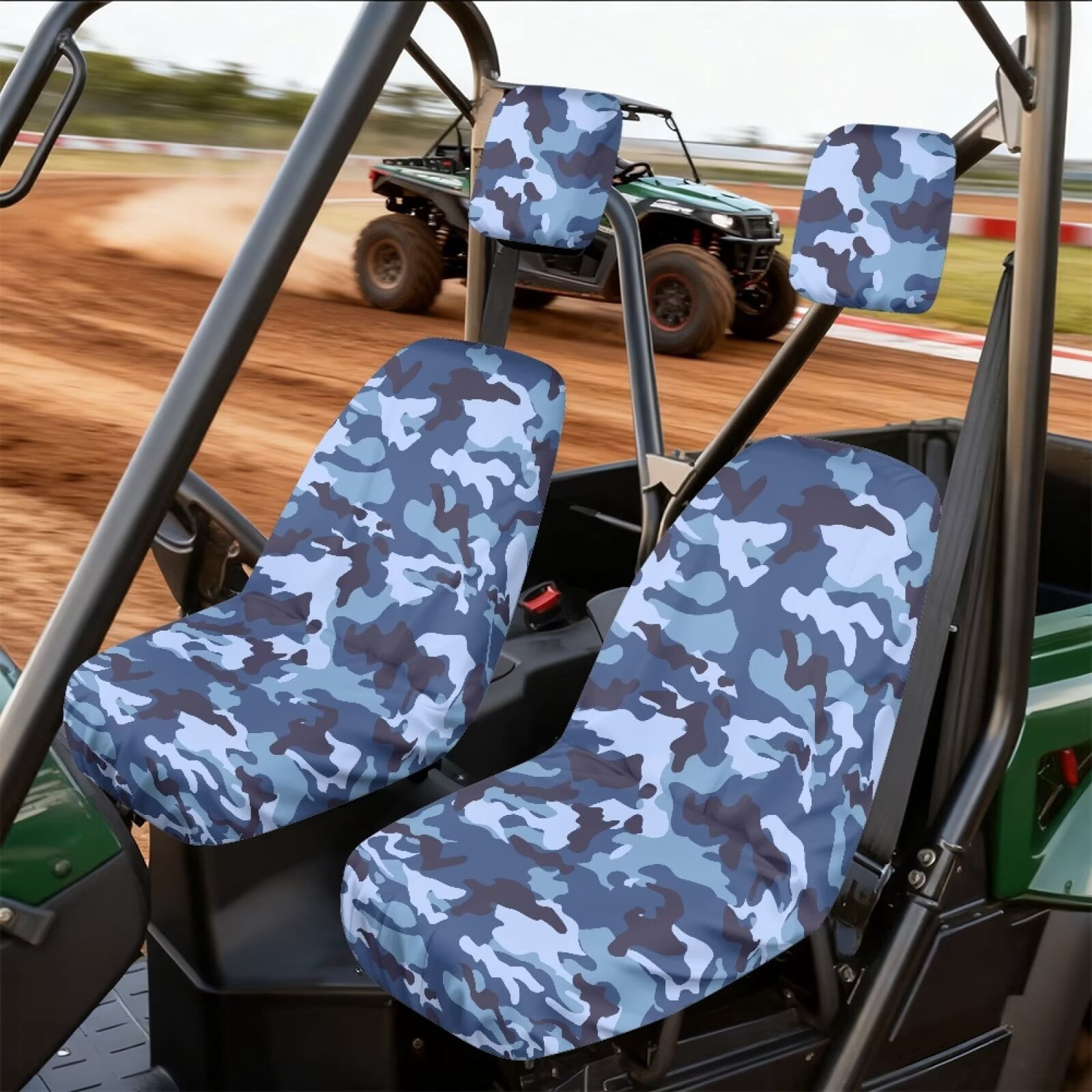KUIFORTI Blue Camouflage UTV Seat Covers Full Protection Seats Cover with Headrest Covers Rhino UTV Accessories Compatible with Yamaha Rhino 700 660 450 2004-2021