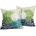 thumbnail image 2 of Blue Green Teal Pillow Covers 16x16 White Flower Elegant Colored Decorative Throw Pillows Farmhouse Outdoor Decor for Home Sofa Bed Couch Modern Floral Square Cushion Cases, Set of 2, 2 of 7