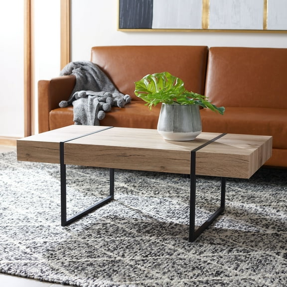 SAFAVIEH Tristan Rectangular Modern Coffee Table, Natural/Black
