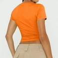 thumbnail image 5 of LISTHA Womens Crop Tops Short Sleeve Basic Summer Crew Neck Shirt Slim Fit Tight Workout Tees Orange 2XL, 5 of 7