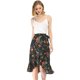 thumbnail image 3 of Falda Cruzada Allegra K de Verano con dobladillo alto y bajo con volantes En la cintura con Lazo floral para mujer Negro M, 3 of 6