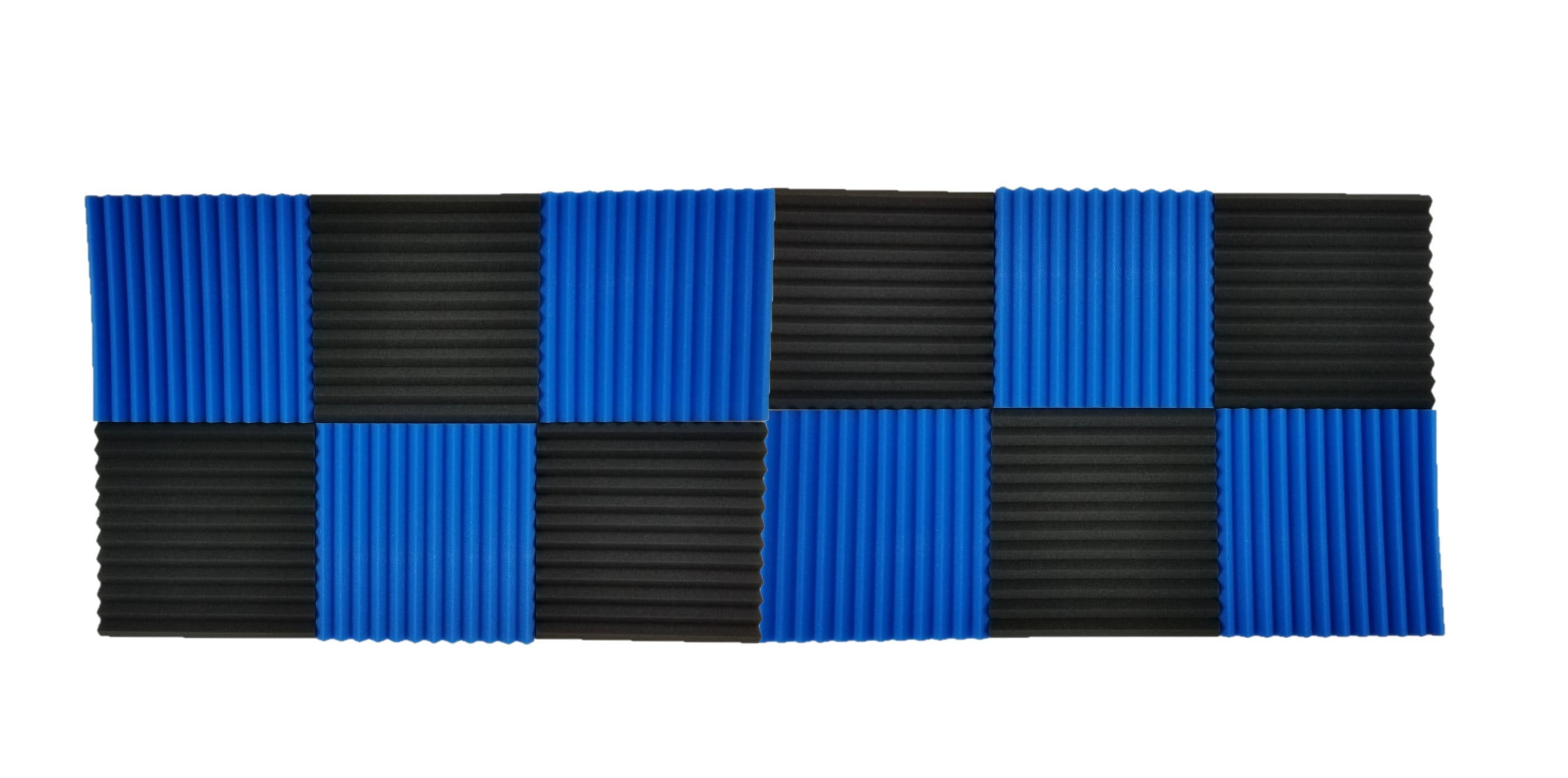 Bookishbunny 24 packs Black & Blue Pack Acoustic Foam Tiles Wall Record