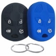 thumbnail image 1 of REPROTECTING Silicone Rubber Key Fob Cover Compatible with 2002-2017 Ford C-Max Edge Escape Expedition Explorer Five Hundred Flex Focus Freestyle Fusion Mustang Taurus Transit Connect Black/Blue, 1 of 4