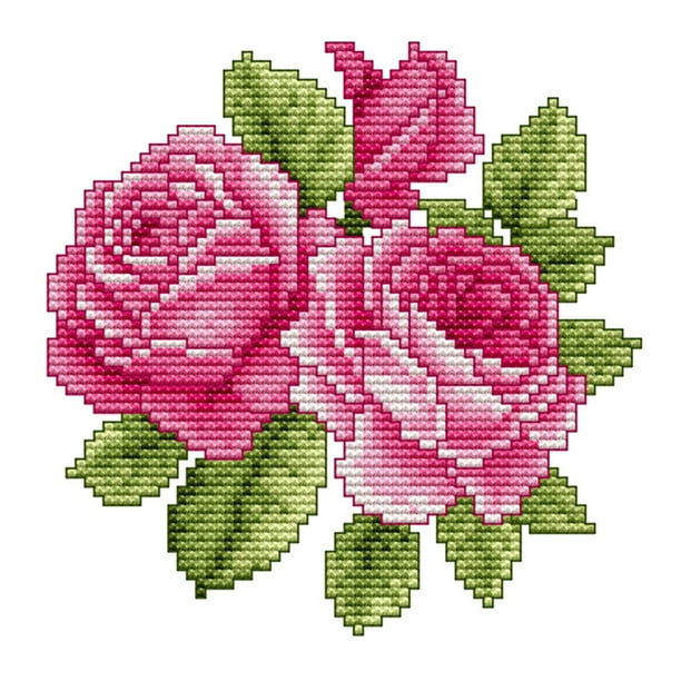 Impresión de ilustraciones, flores florecientes, lienzo, Kit de costura, bricolaje, punto de cruz, sello de 14 quilates