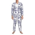 thumbnail image 3 of Daiia World Travel2 for Men's Long-Sleeved Pajama Set – Soft & Comfortable Sleepwear Button-Up Pajamas Cozy Lounge Wear-X-Large, 3 of 7
