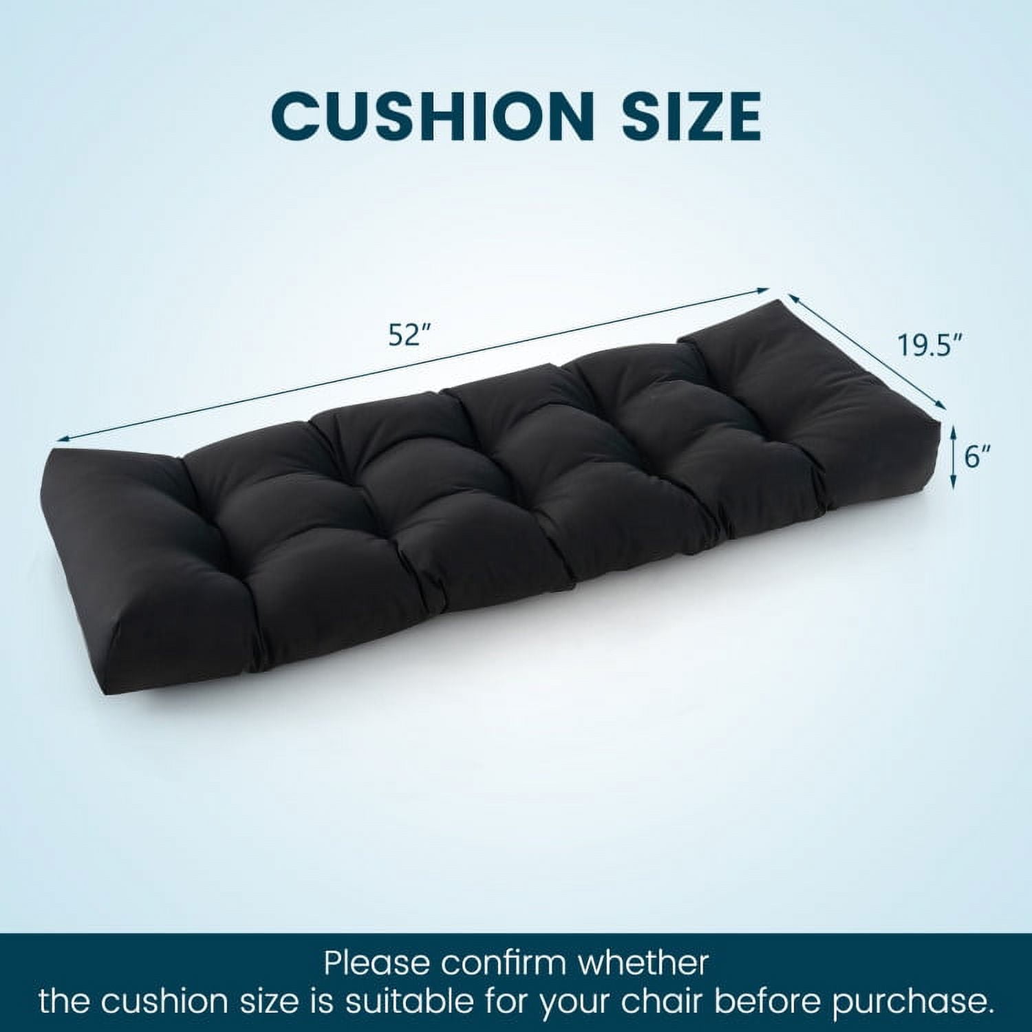 Aimee Lii Indoor Outdoor Tufted Bench Cushion with Soft PP Cotton, Black Aimee Lii Indoor Outdoor Tufted Bench Cushion with Soft PP Cotton, Black