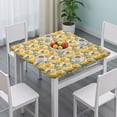 thumbnail image 3 of Yellow Lemon Fruit Flowers Pink Pattern Square Fitted Tablecloth with Elastic Edge,Square Table Cover,Washable Elastic Table Cover for Home Kitchen Party Decor 34"x34", 3 of 6