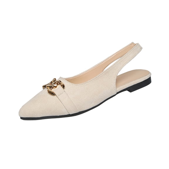 Beige Womens Casual Flat Sandals With A Pointed Toe And Breathable Upper For Warm Weather