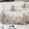 thumbnail image 2 of Blue Beige Coastal Throw Pillow Covers, Beach Starfish Summer Eucalyptus Rustic Soft Breathable Pillow Cases with Invisible Zipper, King Size Pillowcases for Couch Bed Sofa Chair 20x36 Inches, 2 of 9