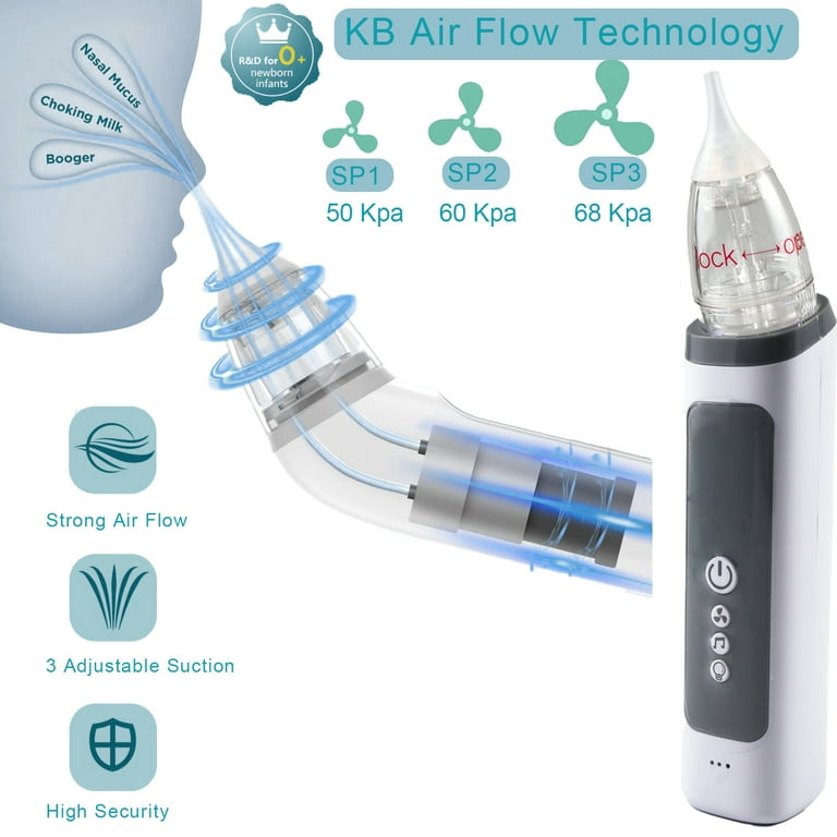 Baby Nasal Aspirator , Electric Baby Nose Sucker with Adjustable 3 