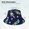 thumbnail image 3 of Yiaed Astronaut Dinosaur and Space Print Reflective Stripe Bucket Hat Unisex Funny Outdoor Fisherman Cap Beach Sun Hat, 3 of 5