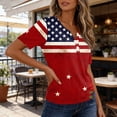 thumbnail image 6 of Women's Patriotic 250th Anniversary USA Shirt V-Neck Button American Flag Print Short Sleeve T-Shirts, 6 of 7
