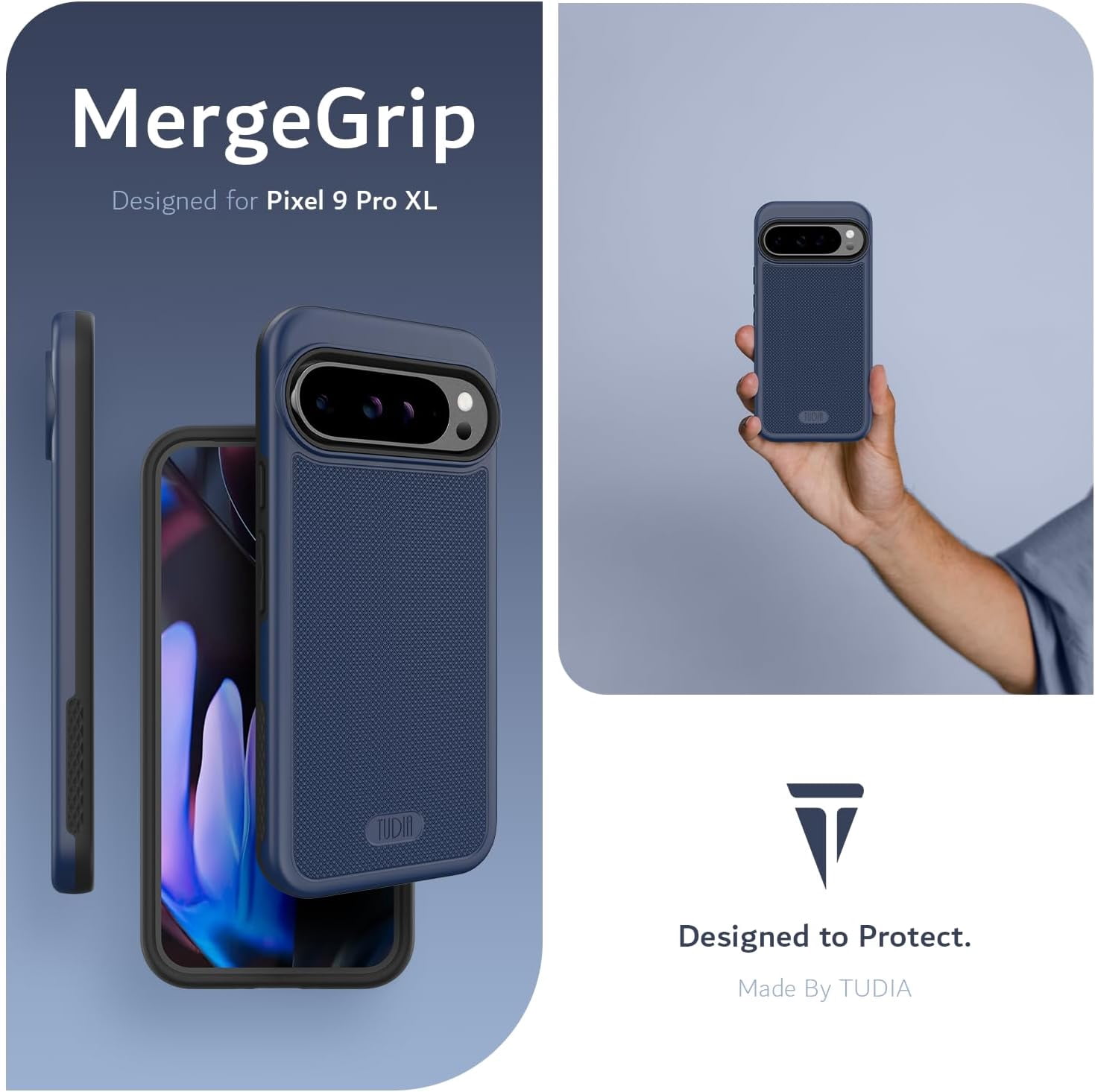 TUDIA MergeGrip Google Pixel 9 Pro XL Case MagSafe Compatible Heavy Duty - Indigo Blue