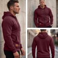 thumbnail image 4 of Mens Zip Up Hoodie Long Sleeve Fleece Casual Hooded Sweatshirts Athletic Full Zip Jacket with Pockets Wine M, 4 of 7
