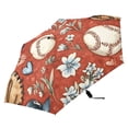thumbnail image 3 of ALAZA Baseball Flowers UPF 50+ Compact Folding Umbrella for Rain Travel Umbrella Packable, 3 of 8