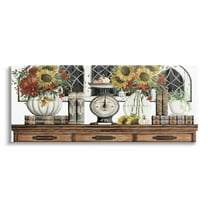 Stupell Industries Sunflowers Atop Antique Furniture Vintage Scale Books Painting Gallery Wrapped Canvas Print Wall Art, Design by Cindy Jacobs